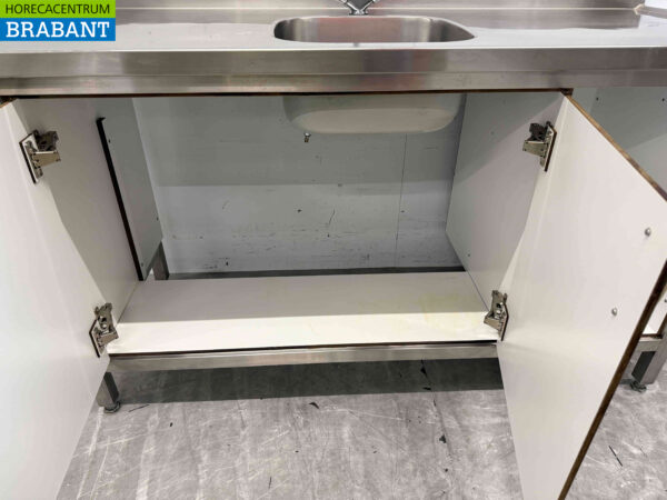 RVS Spoeltafel Spoelbak Trespa kasten 160 cm Horeca - Afbeelding 5