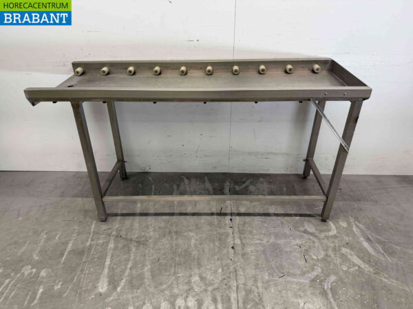 RVS Afvoertafel / rollenbaan tbv doorschuifvaatwasser 168 cm Horeca