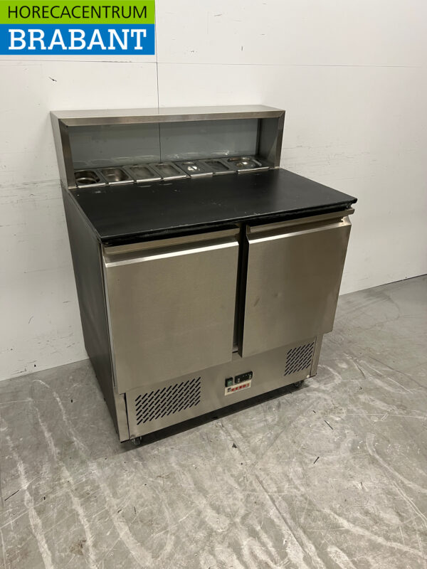 RVS Koelwerkbank Saladette 2 deuren 90 cm 230V Horeca - Afbeelding 3