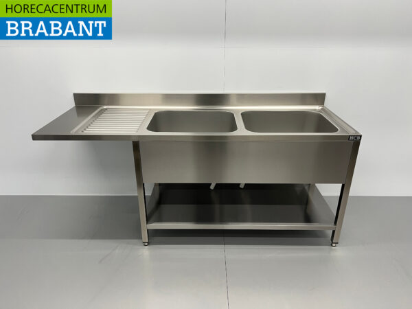 RVS Spoeltafel dubbele spoelbakken Premium-line 200 cm Horeca