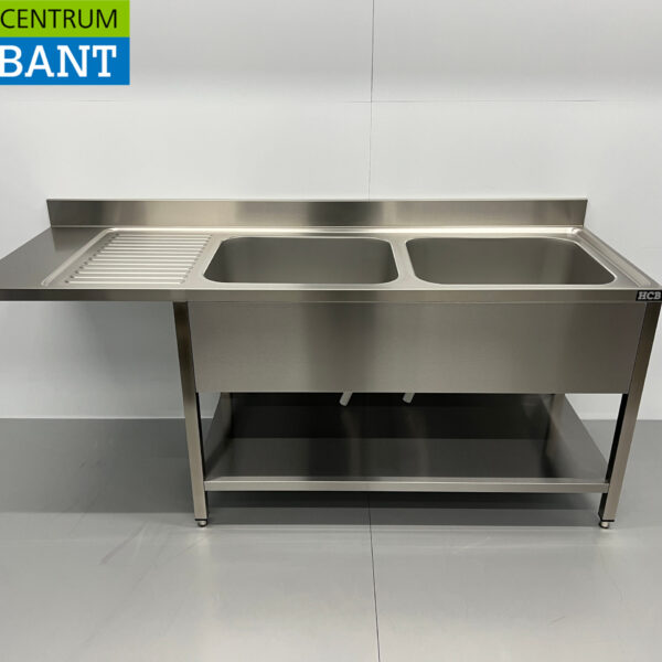 RVS Spoeltafel dubbele spoelbakken Premium-line 200 cm Horeca