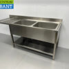 RVS Spoeltafel dubbele spoelbakken Premium-line 200 cm Horeca - Afbeelding 2