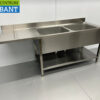 RVS Spoeltafel dubbele spoelbakken Premium-line 200 cm Horeca - Afbeelding 3