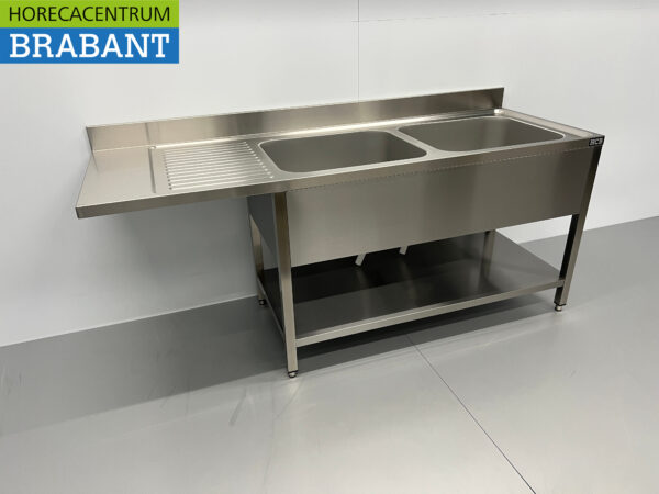 RVS Spoeltafel dubbele spoelbakken Premium-line 200 cm Horeca - Afbeelding 3