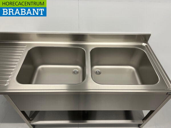 RVS Spoeltafel dubbele spoelbakken Premium-line 200 cm Horeca - Afbeelding 4