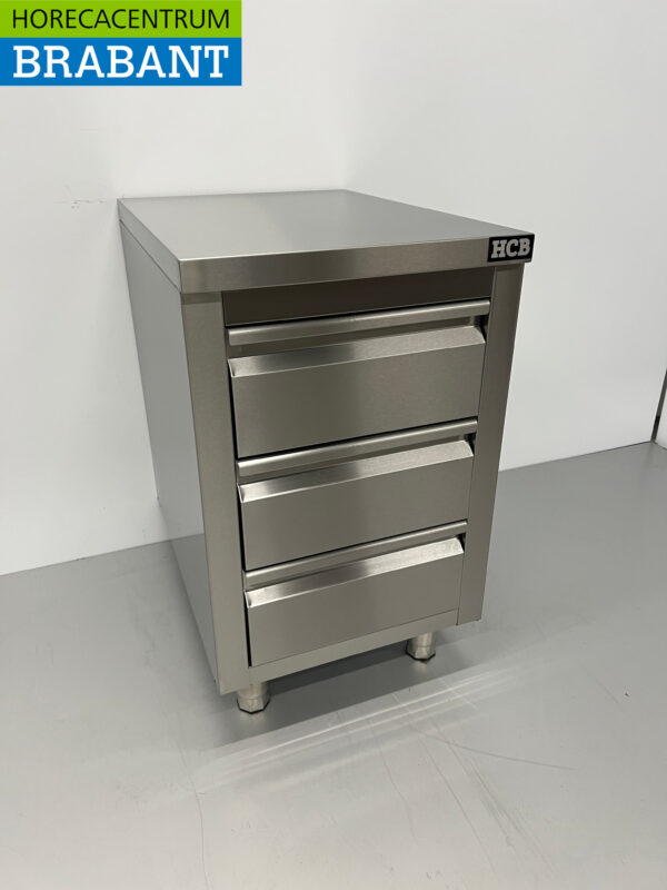 RVS Werkkast Kast Werktafel Premium-line Ladenkast 3 laden 50 cm Horeca - Afbeelding 3