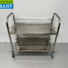 RVS Serveerwagen Dienwagen 2 lagen 95 cm Horeca
