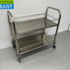 RVS Serveerwagen Dienwagen 2 lagen 95 cm Horeca - Afbeelding 2
