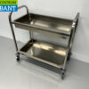 RVS Serveerwagen Dienwagen 2 bakken 95 cm Horeca - Afbeelding 2