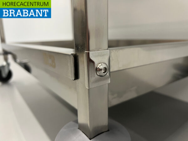 RVS Serveerwagen Dienwagen 2 bakken 95 cm Horeca - Afbeelding 5