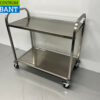 RVS Serveerwagen Dienwagen 2 lagen 95 cm Horeca - Afbeelding 2