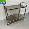 RVS Serveerwagen Dienwagen 2 lagen 95 cm Horeca - Afbeelding 3