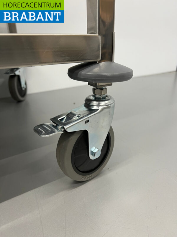 RVS Serveerwagen Dienwagen 2 lagen 95 cm Horeca - Afbeelding 4