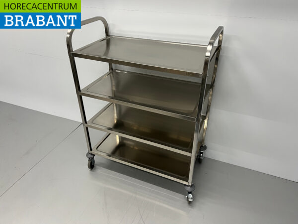 RVS Serveerwagen Dienwagen 4 lagen 95 cm Horeca - Afbeelding 3