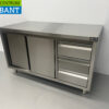 RVS Werkkast Premium-line Kast Werktafel 2 schuifdeuren en 3 laden 140 cm Horeca - Afbeelding 2