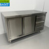 RVS Werkkast Premium-line Kast Werktafel 2 schuifdeuren en 3 laden 140 cm Horeca - Afbeelding 3