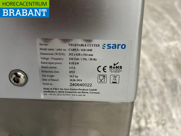 RVS Saro Carus Groentesnijmachine 230V Horeca - Afbeelding 7