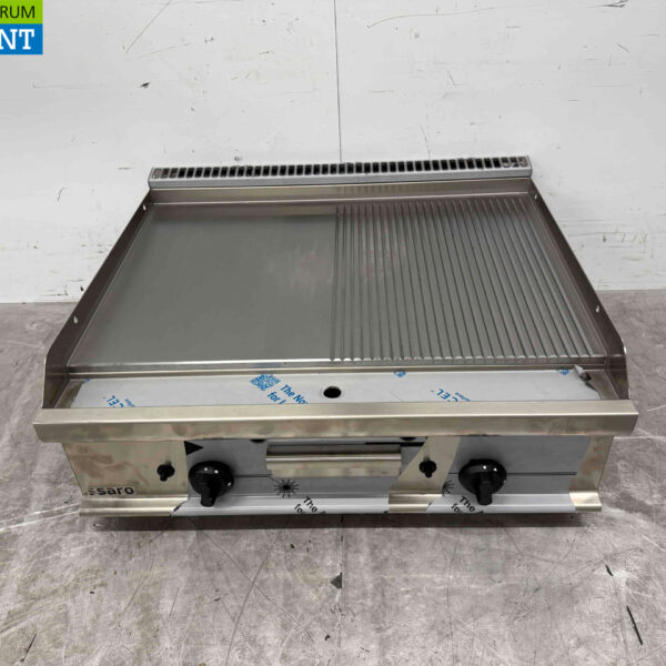 RVS Casta Bakplaat Glad en geribbeld 80 cm PROPAAN Horeca