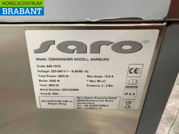 RVS Saro Marburg Vaatwasser met zeepdoseerpomp 230V Horeca - Afbeelding 6