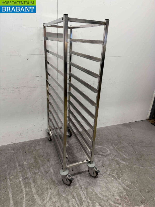 RVS Regaalwagen 12 x 1/1 gastronorm/GN Horeca - Afbeelding 2