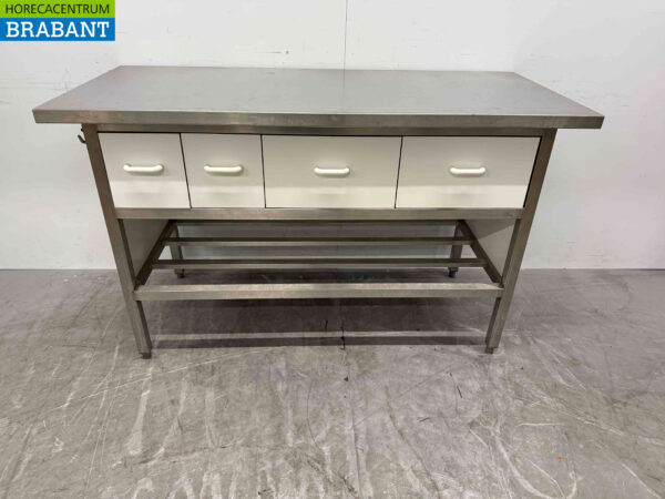 RVS Werktafel 160 x 70 x 87 cm met 4 laden Horeca