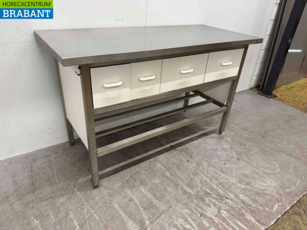 RVS Werktafel 160 x 70 x 87 cm met 4 laden Horeca - Afbeelding 2