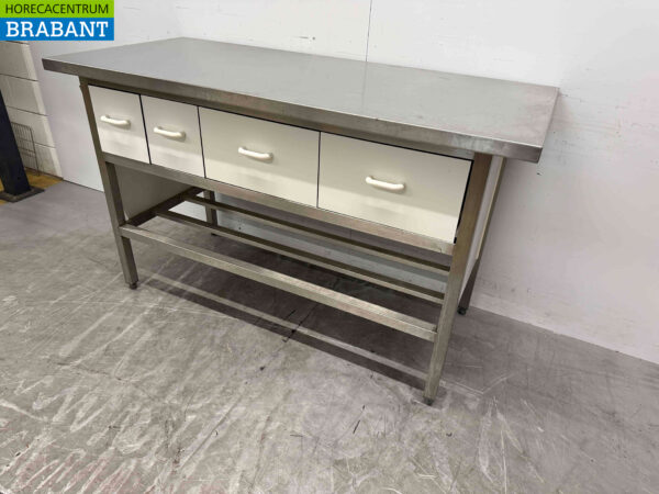 RVS Werktafel 160 x 70 x 87 cm met 4 laden Horeca - Afbeelding 3