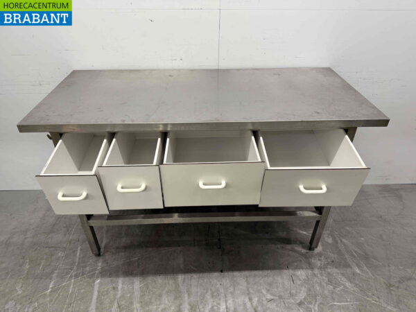 RVS Werktafel 160 x 70 x 87 cm met 4 laden Horeca - Afbeelding 4