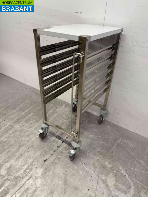 RVS Regaalwagen 6 x 1/1 GN gastronorm 95 cm Horeca - Afbeelding 3