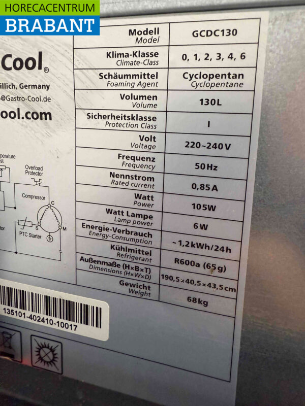 Gastro-Cool Glasdeurkoeling Koelkast Drankkoelkast Glazen deur 155 liter 230V Horeca - Afbeelding 5
