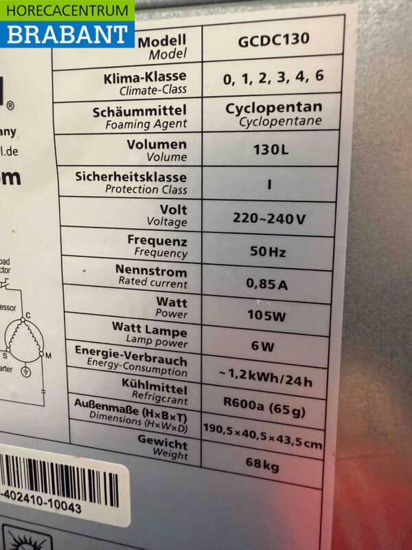 Gastro-Cool Glasdeurkoeling Koelkast Drankkoelkast Glazen deur 155 liter 230V Horeca - Afbeelding 5