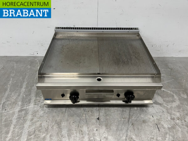 RVS Casta Bakplaat Glad en geribbeld 80 cm PROPAAN Horeca