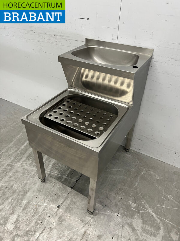 RVS Dubbele Wasbak Spoelbak 50 cm Horeca - Afbeelding 2