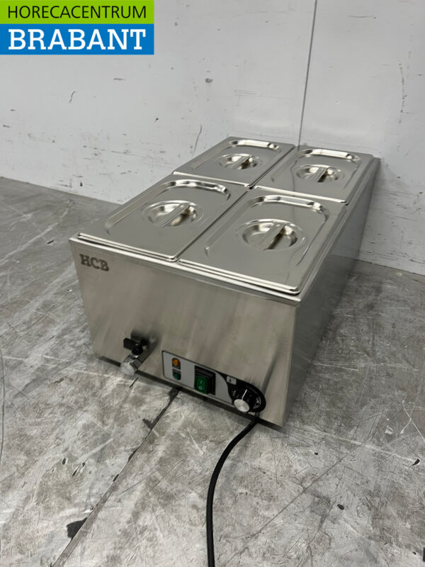RVS HCB Bain marie 4 x 1/4 GN 230V Horeca - Afbeelding 2