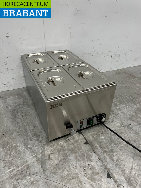 RVS HCB Bain marie 4 x 1/4 GN 230V Horeca - Afbeelding 3