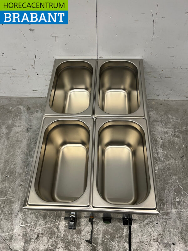 RVS HCB Bain marie 4 x 1/4 GN 230V Horeca - Afbeelding 5