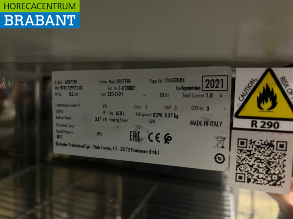 RVS Alpeninox Koelkast Koeling 670 liter 230V Horeca - Afbeelding 5