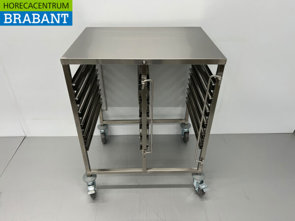 HCB RVS Dubbele regaalwagen 12 x 1/1 GN gastronorm 74 cm Horeca