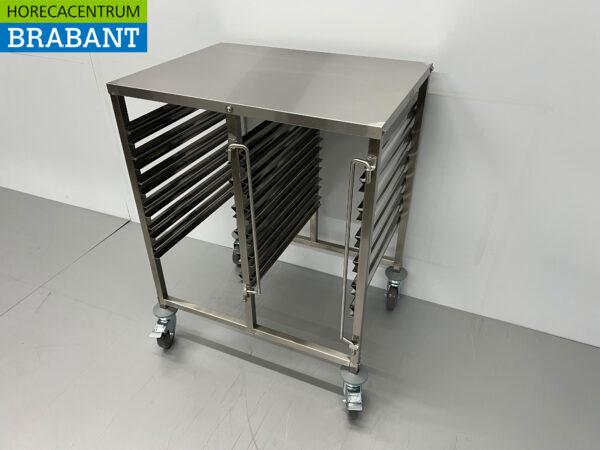 HCB RVS Dubbele regaalwagen 12 x 1/1 GN gastronorm 74 cm Horeca - Afbeelding 2