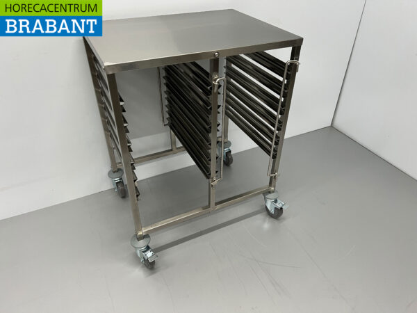 HCB RVS Dubbele regaalwagen 12 x 1/1 GN gastronorm 74 cm Horeca - Afbeelding 3