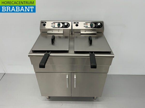 HCB RVS Dubbele Friteuse Frituur 2 x 16 liter 400V Horeca