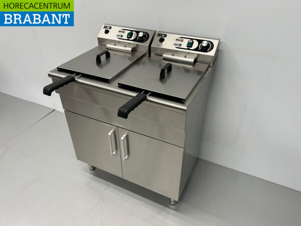 HCB RVS Dubbele Friteuse Frituur 2 x 16 liter 400V Horeca - Afbeelding 2