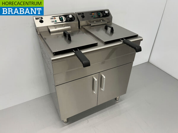 HCB RVS Dubbele Friteuse Frituur 2 x 16 liter 400V Horeca - Afbeelding 3