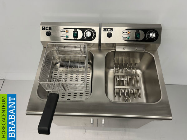 HCB RVS Dubbele Friteuse Frituur 2 x 16 liter 400V Horeca - Afbeelding 6