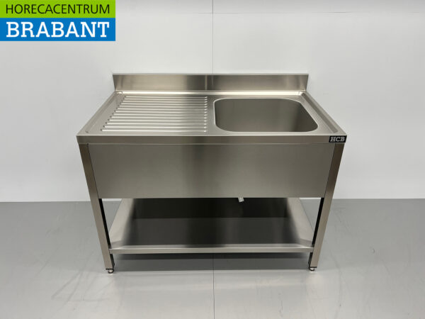 RVS Spoeltafel spoelbak Premium-line Gelast model 120 cm Horeca