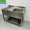 RVS Spoeltafel spoelbak Premium-line Gelast model 120 cm Horeca - Afbeelding 2