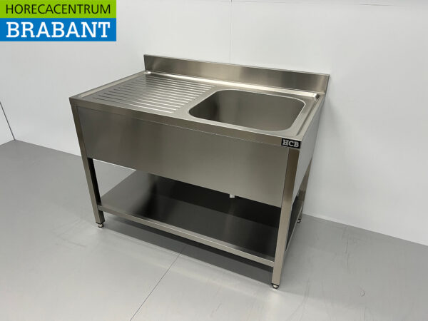RVS Spoeltafel spoelbak Premium-line Gelast model 120 cm Horeca - Afbeelding 2