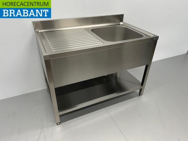 RVS Spoeltafel spoelbak Premium-line Gelast model 120 cm Horeca - Afbeelding 3