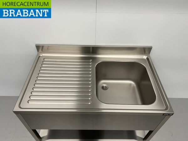 RVS Spoeltafel spoelbak Premium-line Gelast model 120 cm Horeca - Afbeelding 4