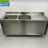 RVS Spoeltafel Dubbele Spoelbakken 2 schuifdeuren Premium-line 180 cm Horeca